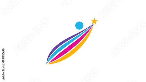 Abstract graphic of a stylized symbol rising to a star, symbolizing progress, aspiration, and success on dark backdrop.