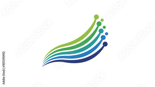 Vibrant abstract graphic illustration of flowing lines and connected points, symbolizing digital data transfer and network evolution in a conceptual technological space.