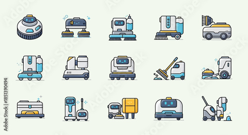 Various Construction Vehicles and Equipment Icons.