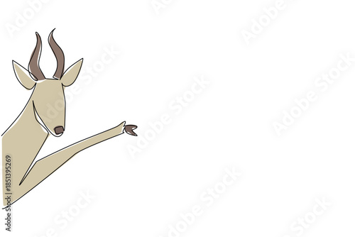 One line drawing highlights an antelope waving its leg behind a wall, designed as a nature concept artwork for World Wildlife Day, combining elegance and minimalist illustration style.