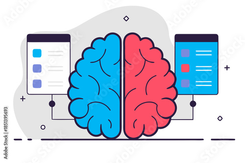 Cognitive Integration: An illustrative depiction of the human brain, showcasing its intricate connection with information, with a graphic representation symbolizing thought processes and digital data.