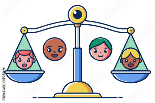 Equality: A symbolic illustration depicts the concept of equity and balance, a central theme in promoting social justice and inclusion.