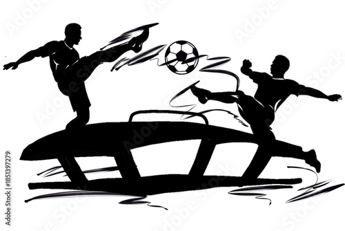 Techball, a soccer game played across a table in a silhouette style.