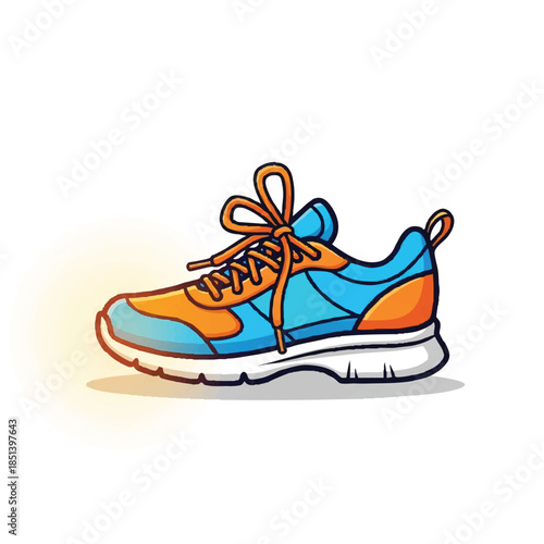 Vibrant Orange and Blue Athletic Sneaker with Laces, Perfect for Running and Fitness