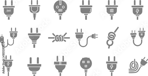 Electric plug vector icon on white background. Electrical cord or cable. Electric power. Vector 10 EPS.
