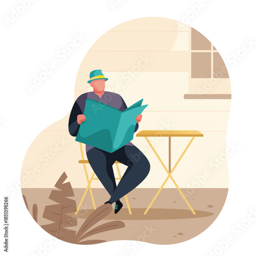 A man reading newspapers