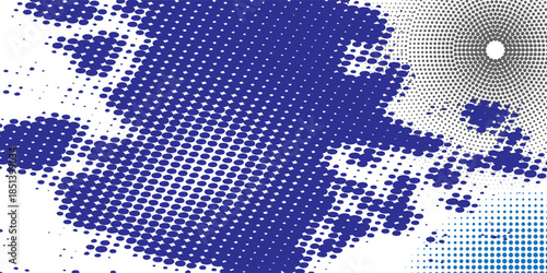 Grunge halftone gradient background. Faded grit noise texture. White and black sand wallpaper. Retro pixelated backdrop. Anime or manga style comic overlay. Vector graphic design textured template