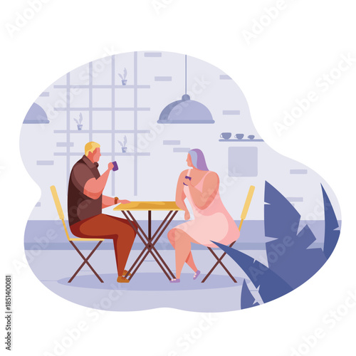 A man and his wife are drinking coffee.