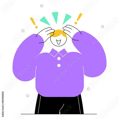 Excited Man Character with Surprised Expression Concept Illustration