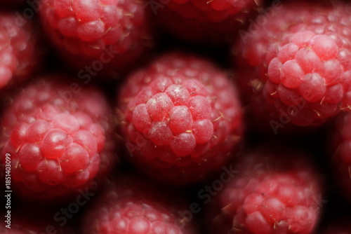Raspberry close up studio shot over