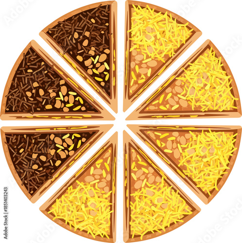 Assorted Baklava Slices in a Circle.