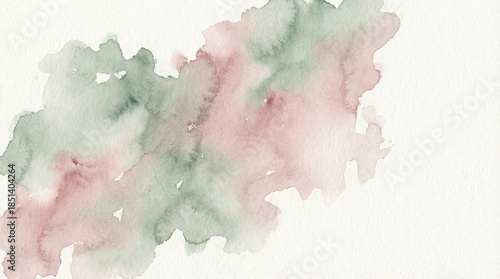 Ethereal watercolor wash background in sage green and dusty rose