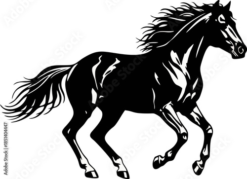 Wild Mustang Horse Running Solid Silhouette Vector