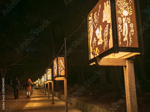 奈良公園 参道を照らす幻想的な和の灯り