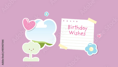 Pink Cute Playful Birthday wishing card