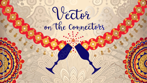 Vibrant connectors with vector design elements and decorative patterns