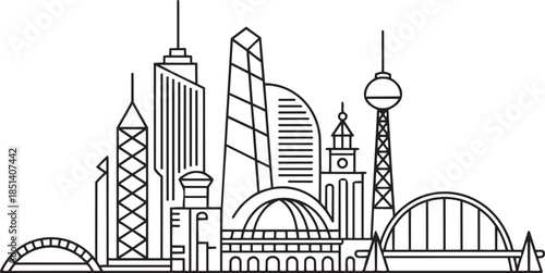 Treehouse and Modern House Line Sketches