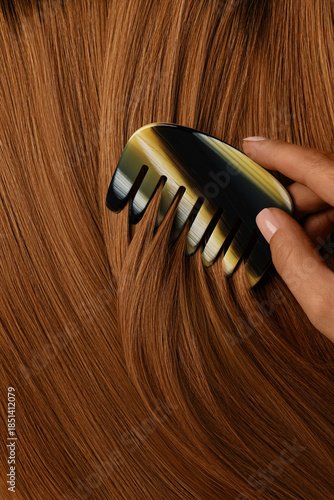Obraz na plátně Close-up on long, soft hair being combed