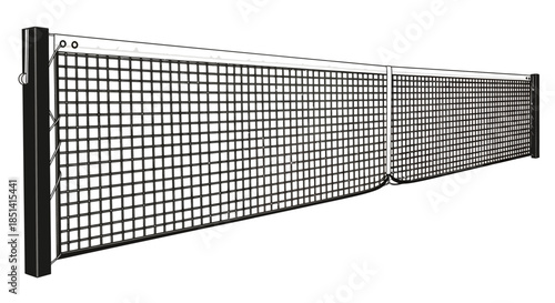A detailed vector illustration of a tennis net, presented against a clean white backdrop, ideal for sports-related designs and projects, offering a classic and versatile visual.