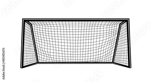 An isolated vector illustration of a soccer goal with a net, showcasing a simple design ideal for sports-related graphics and advertising materials.