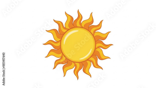 Vibrant Cartoon Sun with Wavy Rays Symbolizing Warmth, Energy, and Summer Joyful Radiance