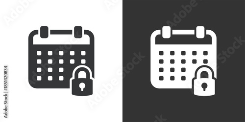 Locked Calendar icon. Solid glyph series icon
