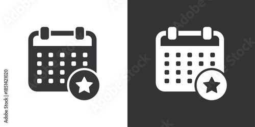 Favorite Calendar icon. Solid glyph series icon