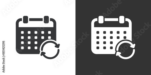 Sync Calendar icon. Solid glyph series icon
