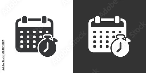 Calendar Timer icon. Solid glyph series icon