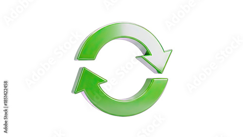 Green Recycle Arrows on White Background