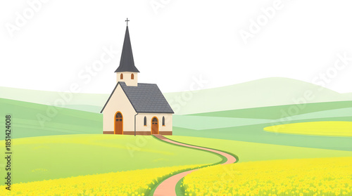 Hilltop Church Vector