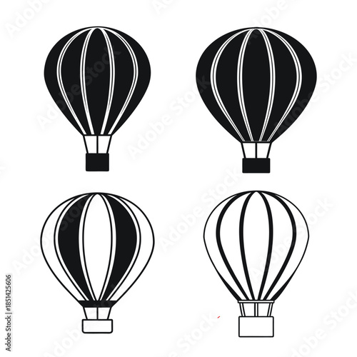 Hot Air Balloon Silhouette Icon, for Travel, Adventure Design