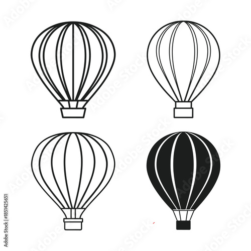 Hot air balloon icons set. Simple set of hot air balloon vector icons for web design on white background