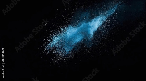 Blue powder explosion with transparent background