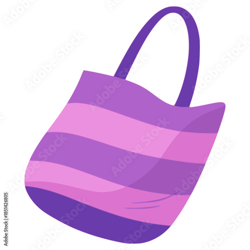 fabric grocery bag durable eco green flat color vector illustration template design