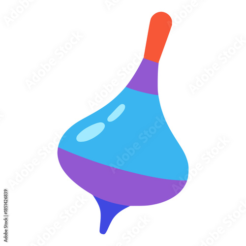 Spinning top toy kid flat color vector illustration template design