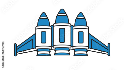 Futuristic Triple-Engine Spaceship Vector Illustration