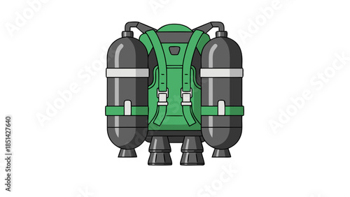 Green Jetpack Icon - Futuristic Flight Equipment Illustration