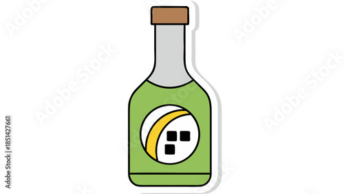 Green Liquid Bottle Icon with Circular Logo