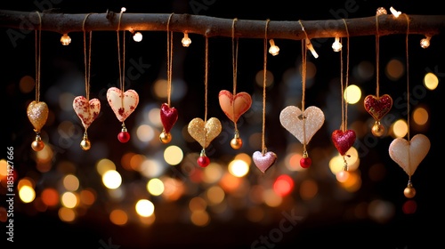 Heart Ornaments and String Lights - A Romantic Display.