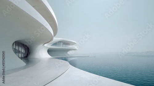 Futuristic Architecture by the Sea - A Vision of Modern Design.