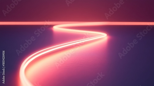 Winding Neon Pathway: A Glowing Pink Line Illuminating a Textured Surface in a Dark Room
