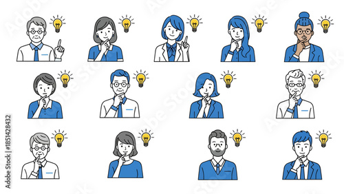 Diverse Professionals with Ideas Illustrated in Modern Style