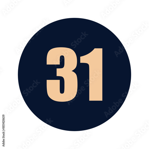 a number 31 on a blue background icon vector design