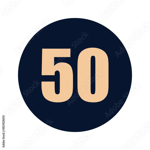 a number 50 on a blue background icon vector design