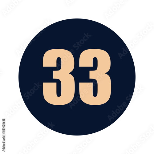 a number 33 on a blue background icon vector design