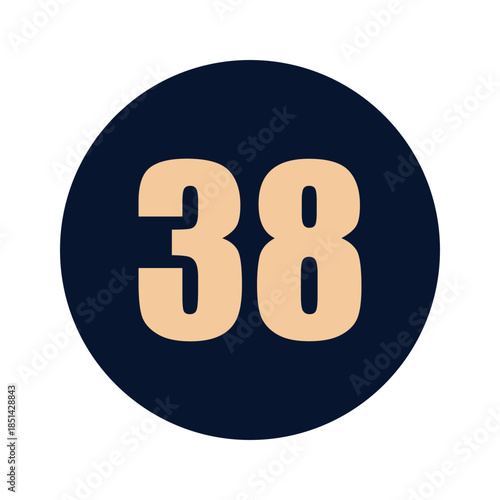 a number 38 on a blue background icon vector design