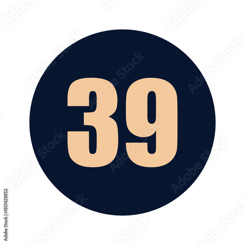 a number 39 on a blue background icon vector design