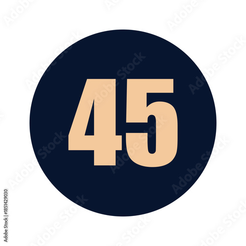 a number 45 on a blue background icon vector design