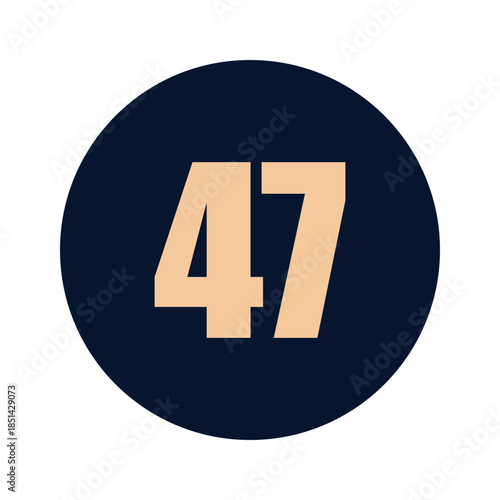 a number 47 on a blue background icon vector design